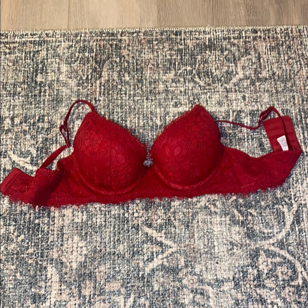 Aerie red lace push up bra